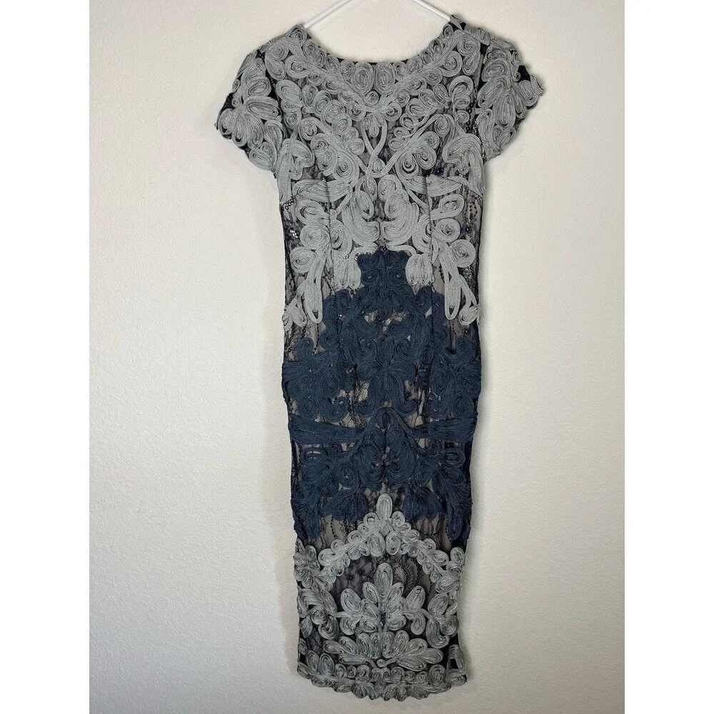 BHLDN JS Collection SANTIAGO Dress Navy/Cloud 2‎ Anthropologie Midi Coctail​